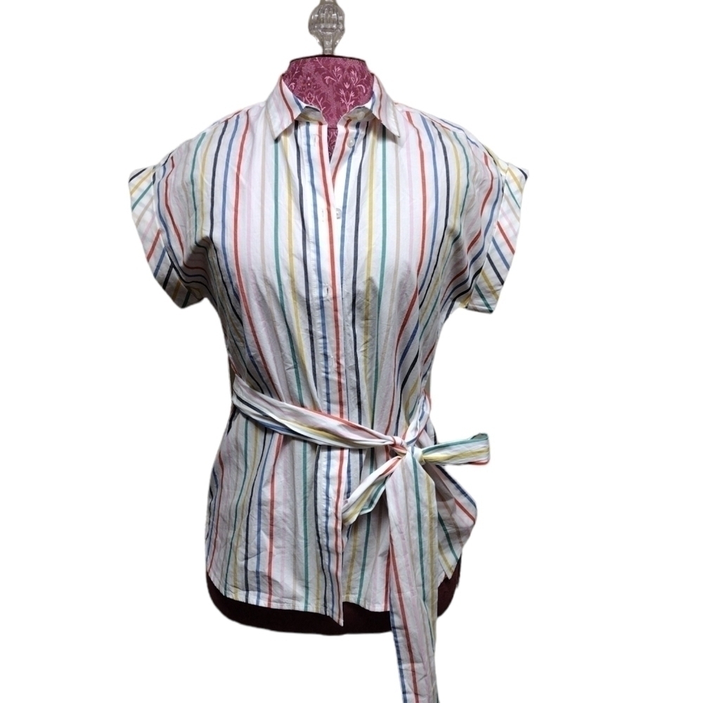 J. Crew Women's Button Front Tie Waist Shirt Size XS
